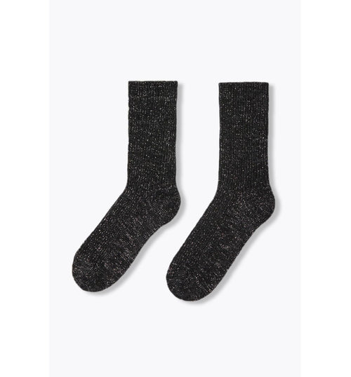 Chaussettes à Paillettes Femme - Gris Uni Fonce