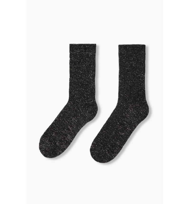 Chaussettes à Paillettes Femme - Gris Uni Fonce