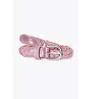Ceinture en Cuir Pailletée - Rose Uni Colore