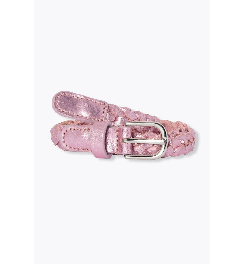 Ceinture en Cuir Pailletée - Rose Uni Colore