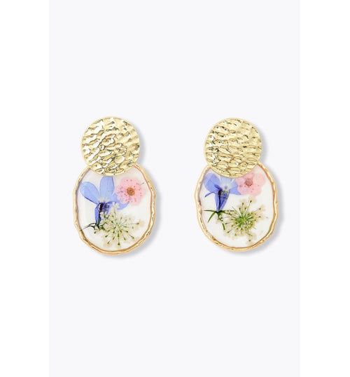 Boucles D'oreilles Fleuries - Jaune Uni Colore