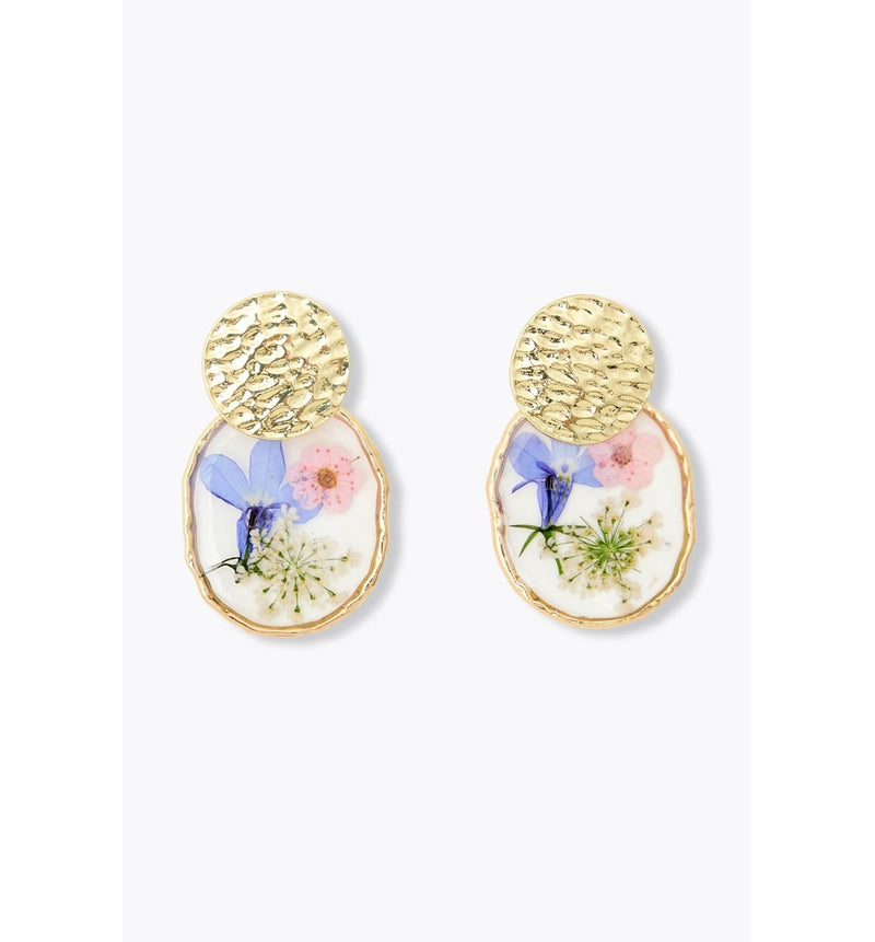Boucles D'oreilles Fleuries - Jaune Uni Colore