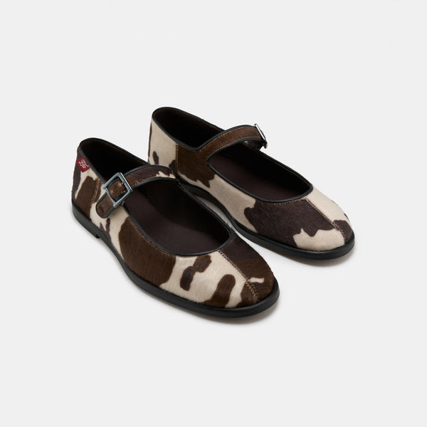 vegan cow-print Mary Jane ballerinas 