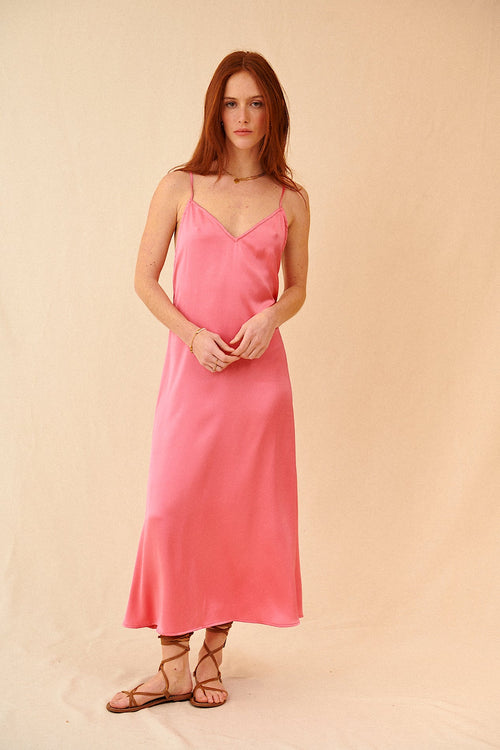 Paris spring-summer halter dress with madder pink décolleté Woman