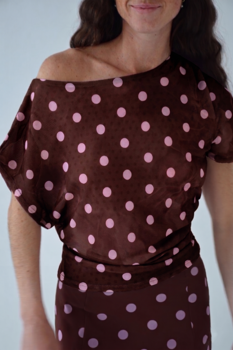 Top Jimena Topos Marron y Rose