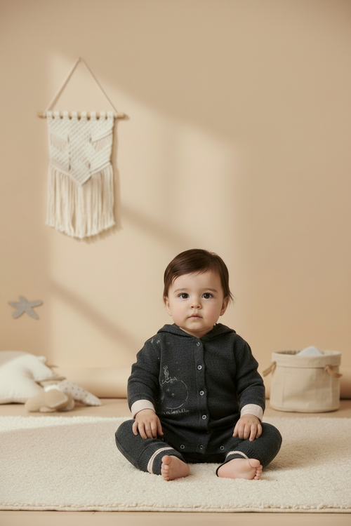 Planete Hooded Romper - Andrea - Dark Gray - 100% Cashmere