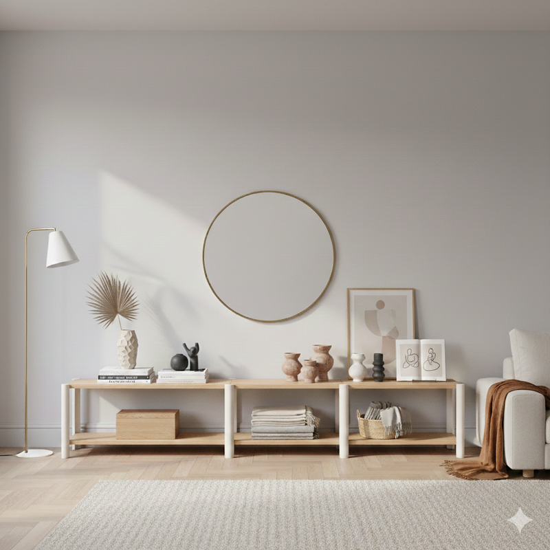 Bona - Étagère 280 Cm 2 Étagères - Chêne & Crème