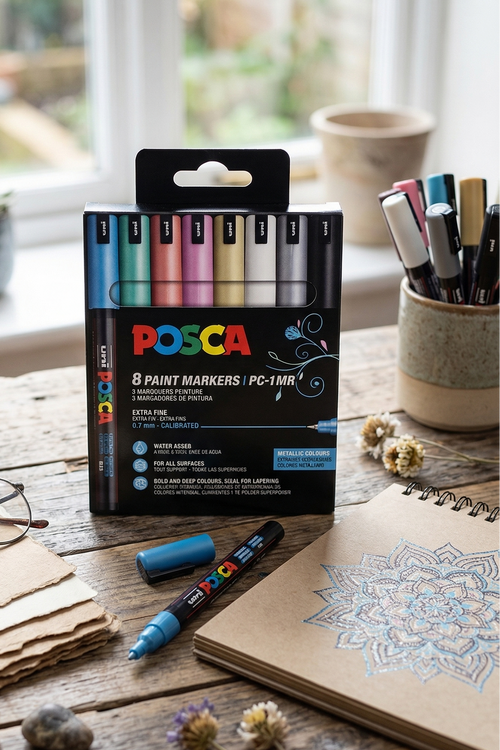 Juego de 8 marcadores de punta precisa - Colores metálicos