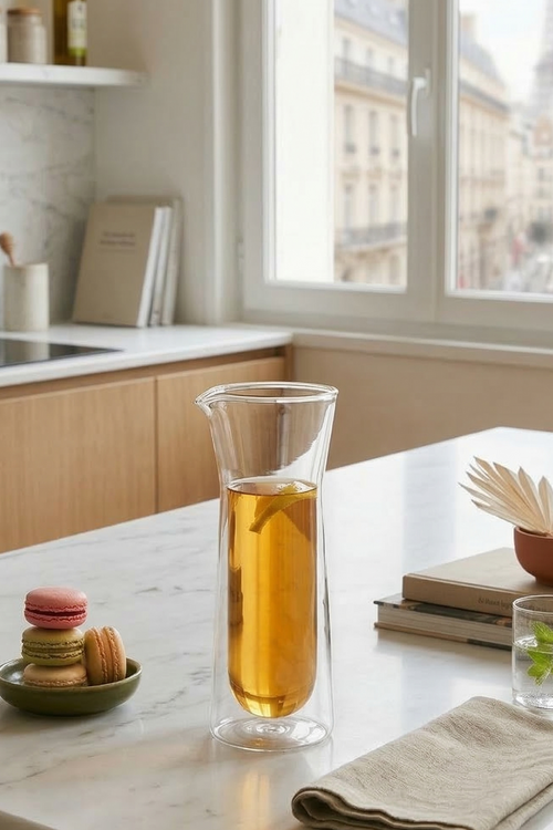 Pichet En Verre À Double Paroi - Jaune