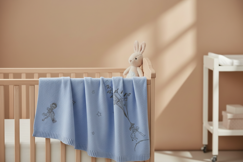 Plaid Print L'Envol - Maxence - Sky Blue - 100% Cachemire