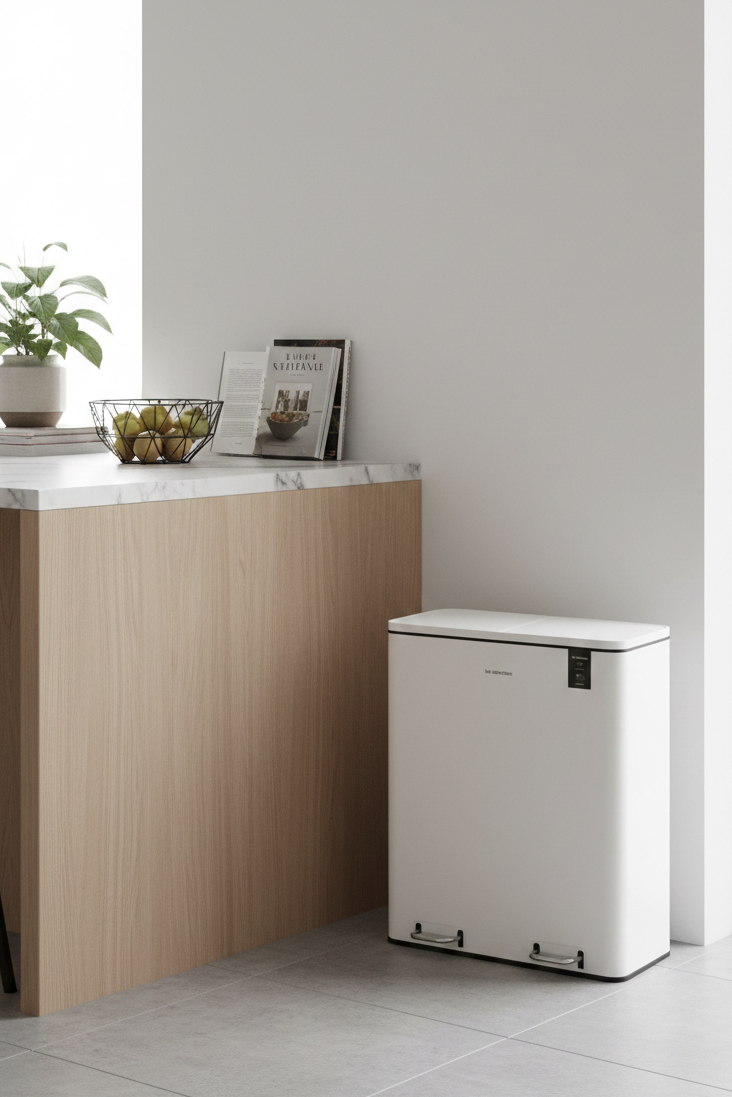 Poubelle De Tri - Blanc - 60L (2x30L)