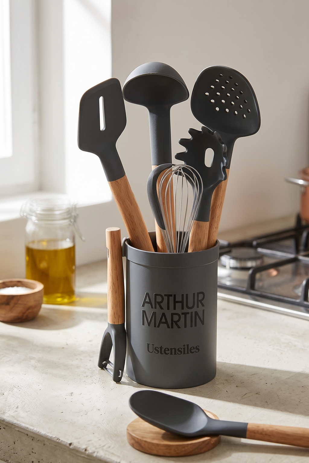 Juego de utensilios de cocina de 9 piezas - Gris