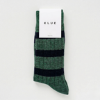 Chaussettes En Laine Mérinos À Rayures - Vert Foncé Et Noir