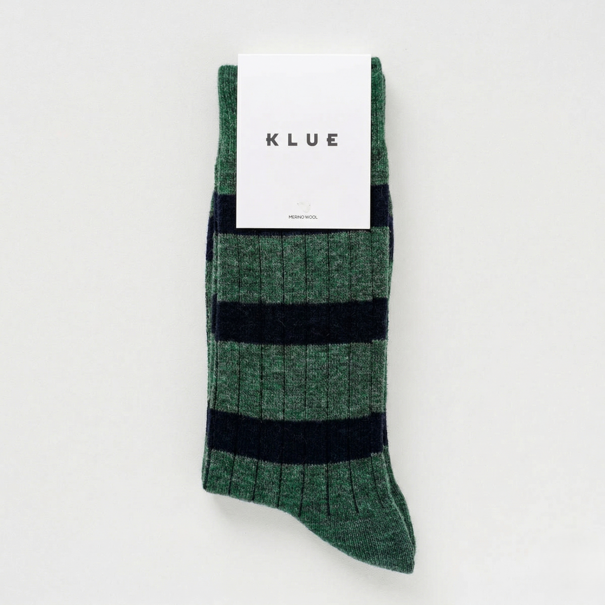 Chaussettes En Laine Mérinos À Rayures - Vert Foncé Et Noir