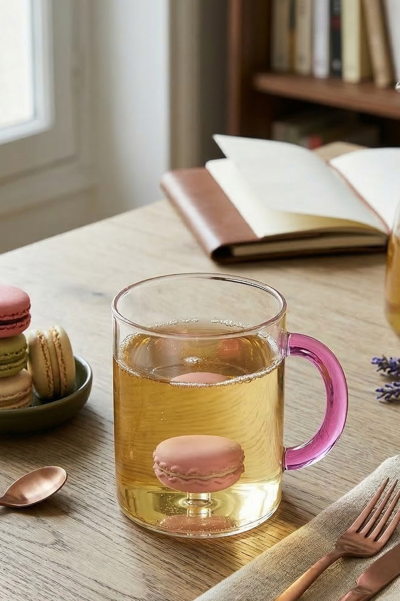 Monterey - Lot De 2 Mugs Macarons - Verre Borosilicate