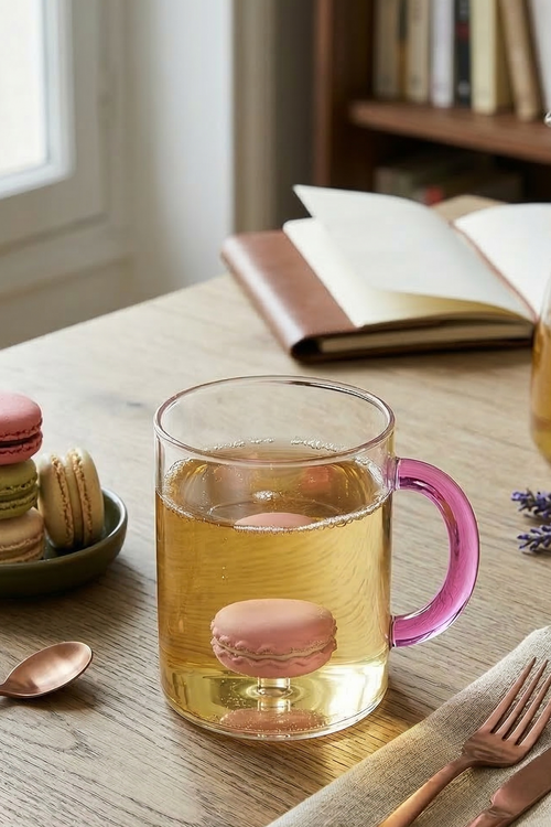 Mug En Verre Borosilicate - Figurine Macaron