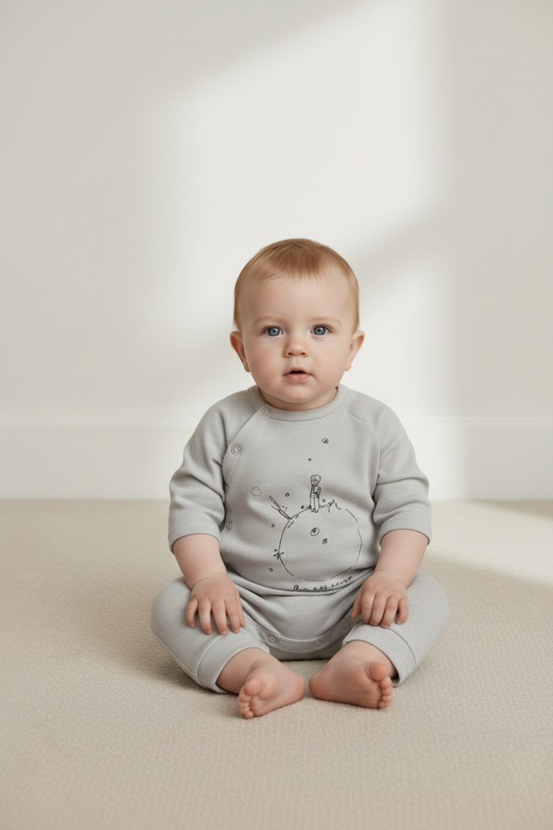 Grenouillere Print Planete - Ange - Grey - 100% Cachemire