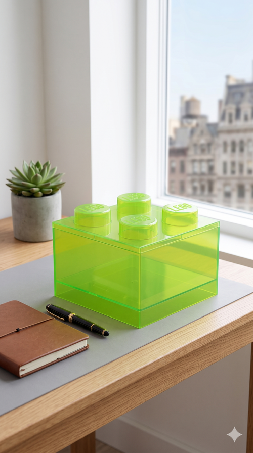Boîte De Rangement - Brique 4 Plots Transparente - Vert Clair Translucide