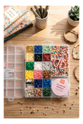Maxi Box - 16 Colors of Natural Heishi Beads and Accessories + Letter Beads, Scissors and Elastic Thread