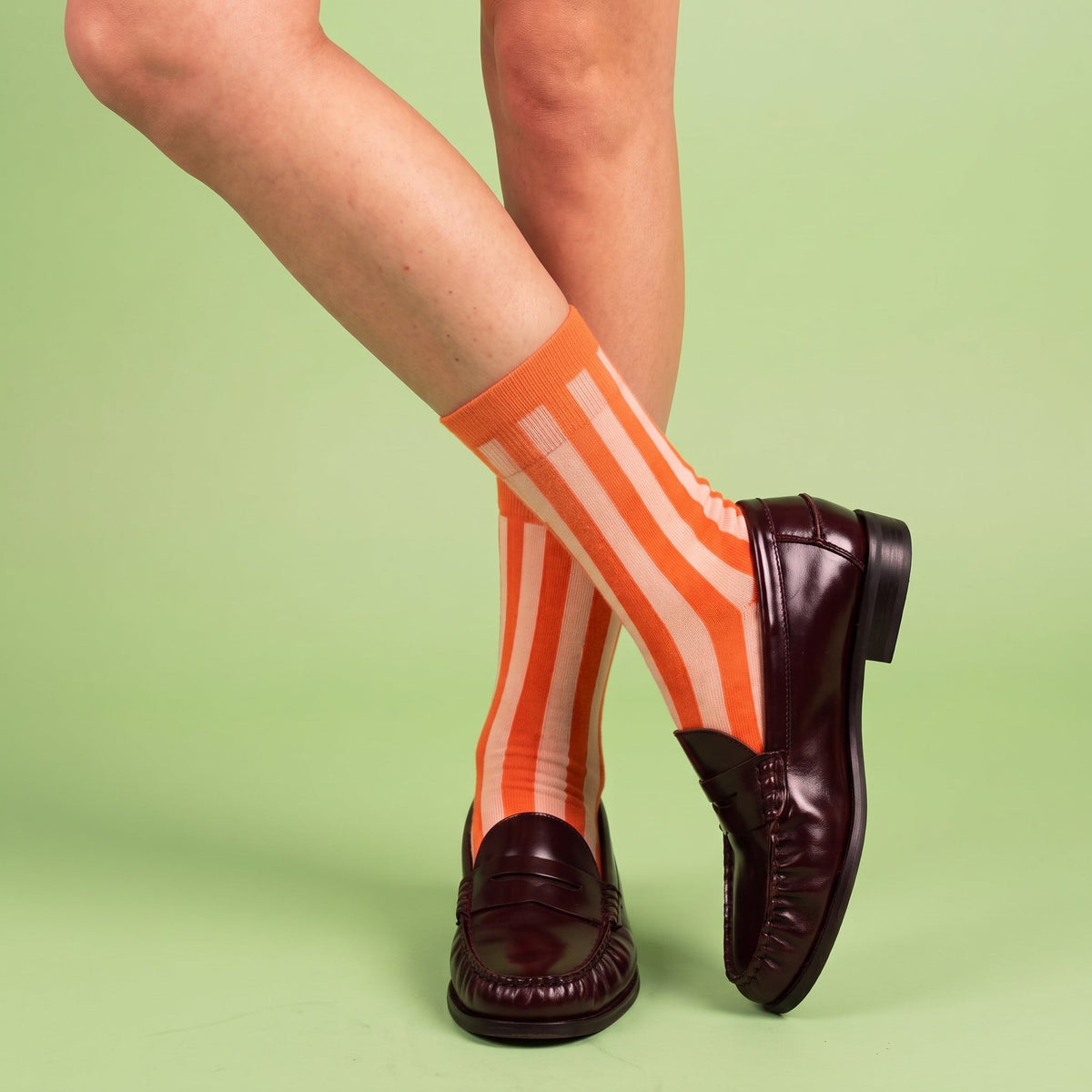Chaussettes Rétro Rayées Bellagio - Pamplemousse Et Pêche