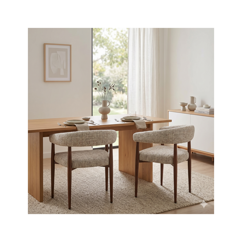 Nour - Pack De 2 Sillones - Tejido Jaspeado - Beige