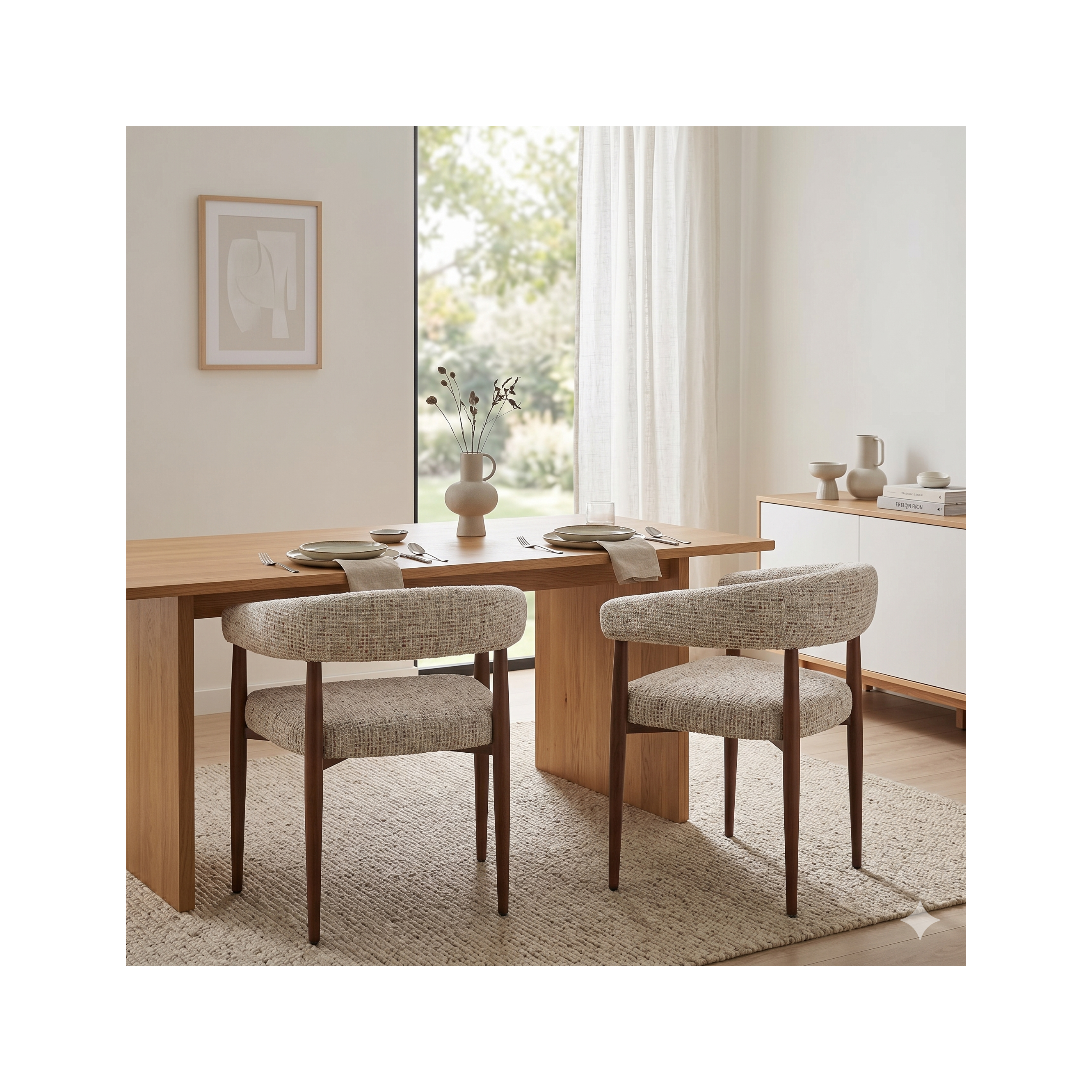 Nour - Pack De 2 Sillones - Tejido Jaspeado - Beige