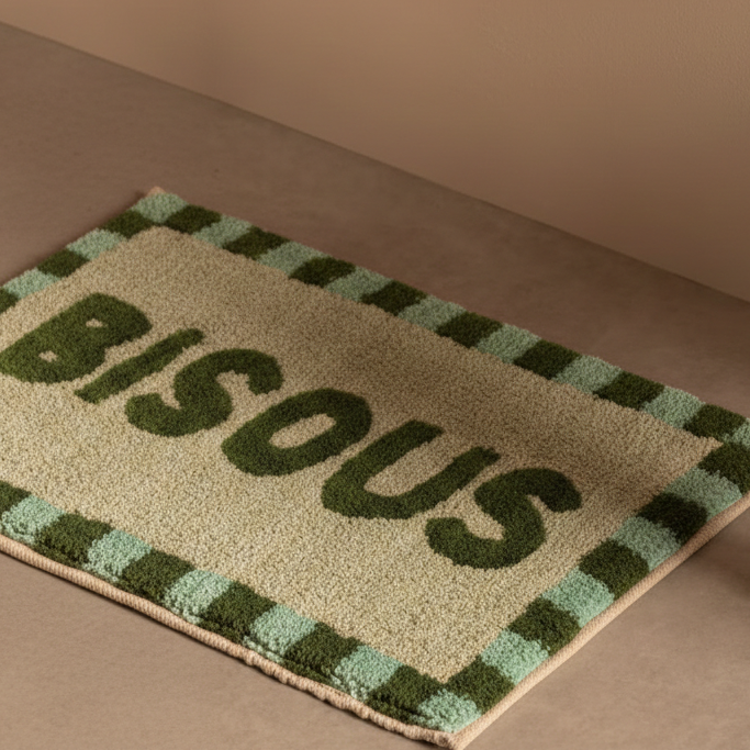 Tapis De Bain "Bisous" Vert