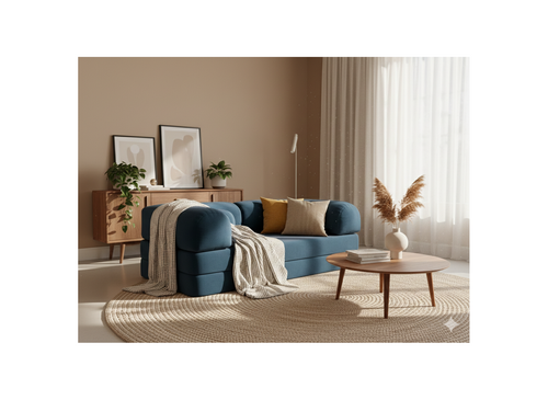 Nebula - Canapé Convertible - 3 Places - Velours Texturé - Bleu