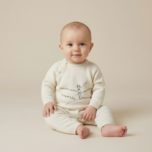 Frog Print La Marche - Camille - Off White - 100% Cashmere