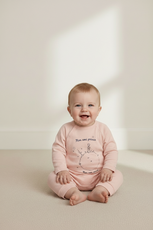 Grenouillere Print Planete - Ange - Light Pink - 100% Cachemire