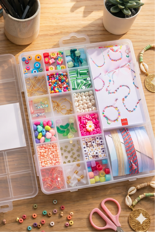 Maxi Boîte Bubble Tea - 20 Compartiments Perles & Apprêts Pour Création De Bijoux