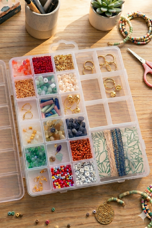 Maxi Boîte Matcha - 20 Compartiments Perles & Apprêts Pour Création De Bijoux