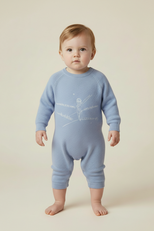 Frog Print La Marche - Camille - Sky Blue - 100% Cashmere