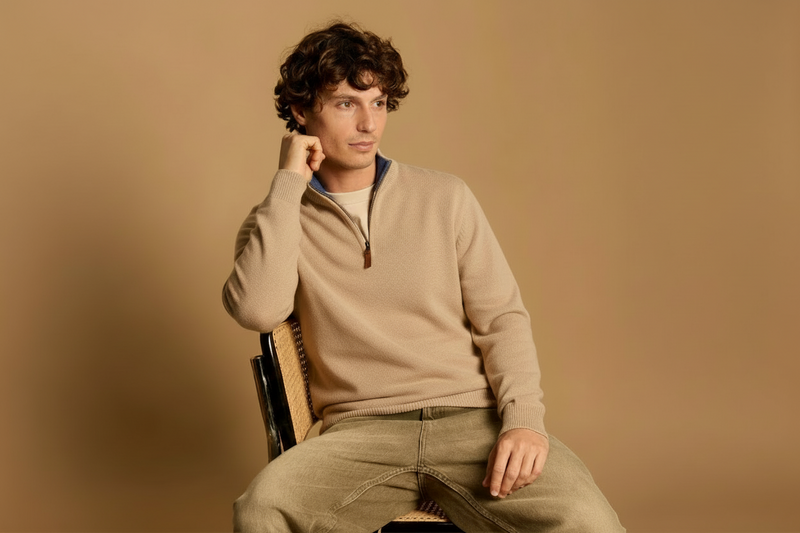 Thibault 100% Lambswool Sweater - Beige - Men
