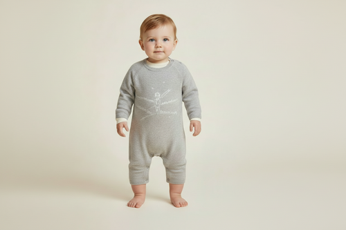 Frog Print La Marche - Camille - Gray - 100% Cashmere