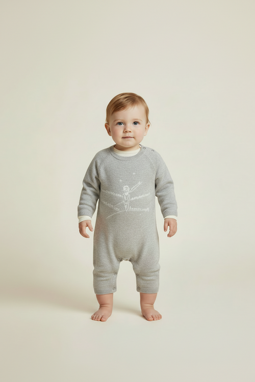 Frog Print La Marche - Camille - Gray - 100% Cashmere