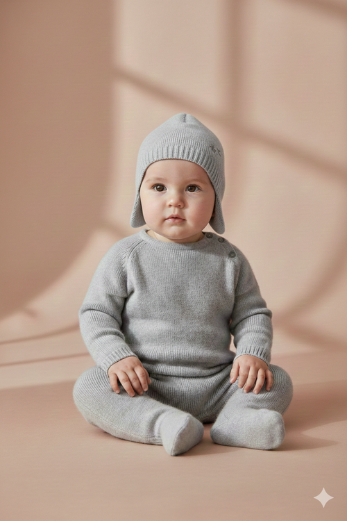 Print Stars Beanie - Jude - Gray - 100% Cashmere