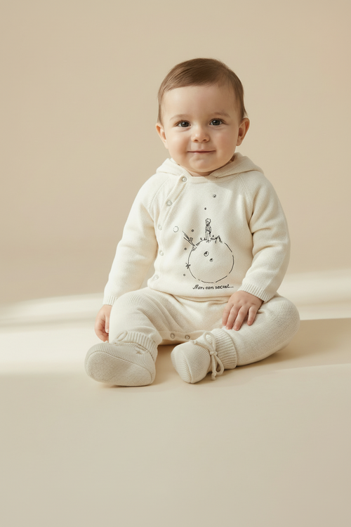 Grenouillere Print Planete - Ange - Off White - 100% Cachemire