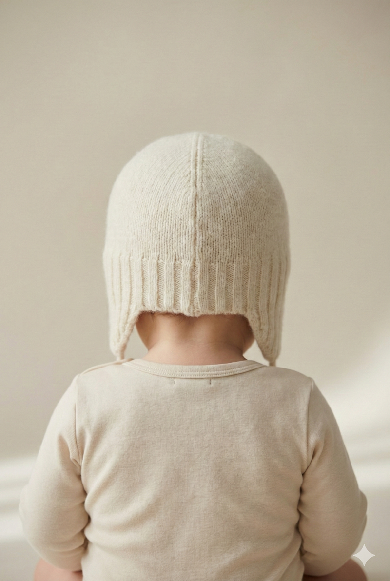 Bonnet Print Stars - Jude - Off White - 100% Cachemire