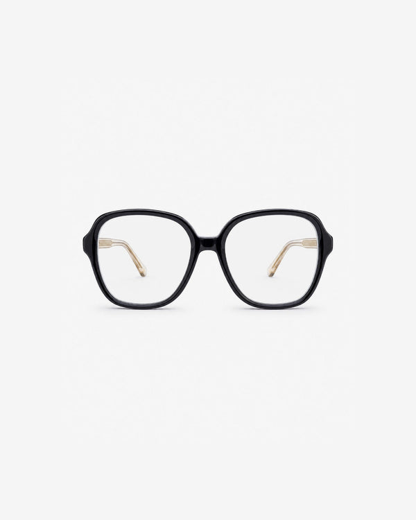 Anteojos Gigi Black: montura extragrande de acetato y metal, vista frontal