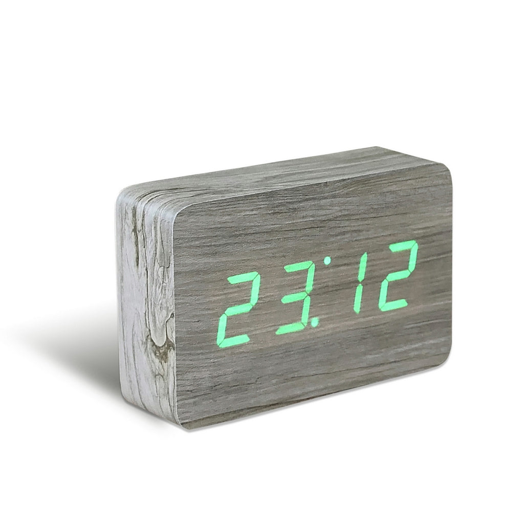 Reveil Brick Click - Frêne Blanc / LED Verte