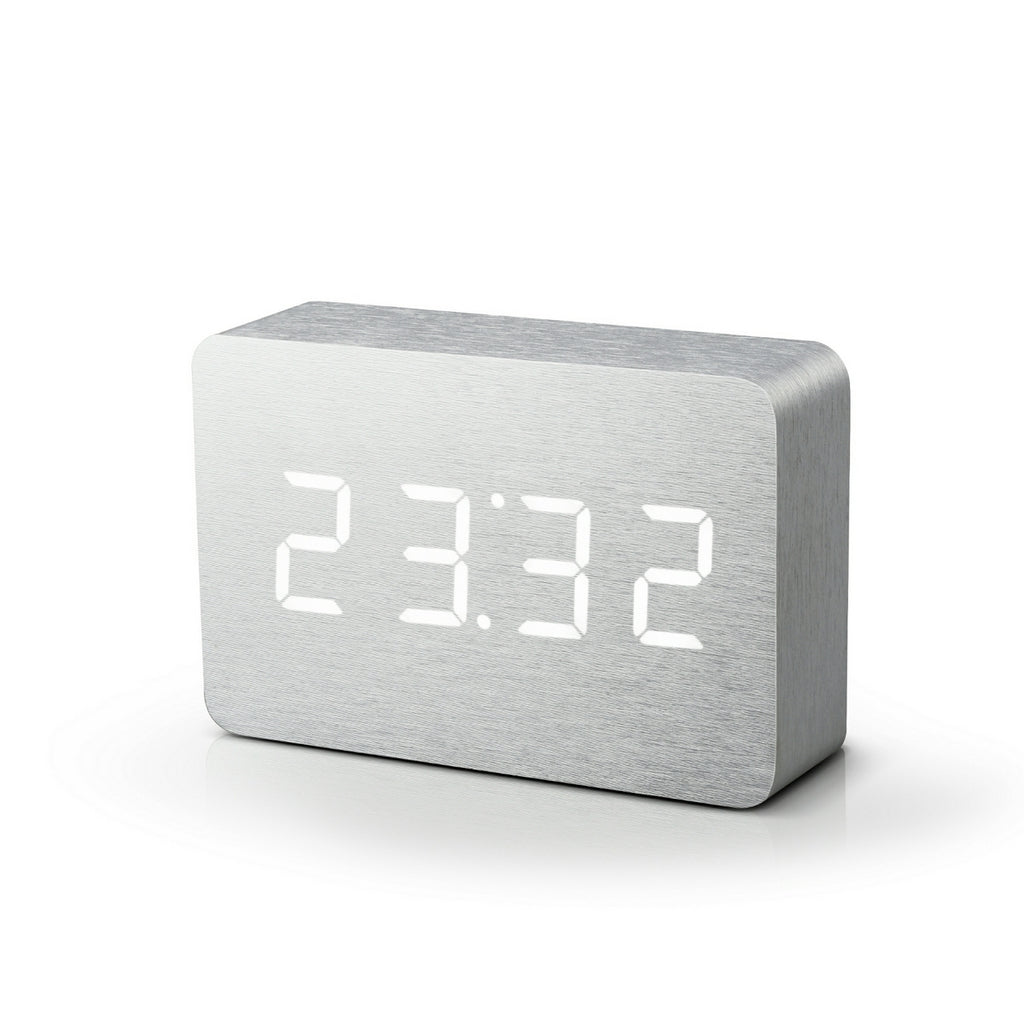 Reveil Brick Click - Aluminium / LED Blanche