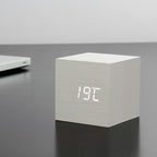 Reveil Wooden Cube Click - Blanc / LED Blanche