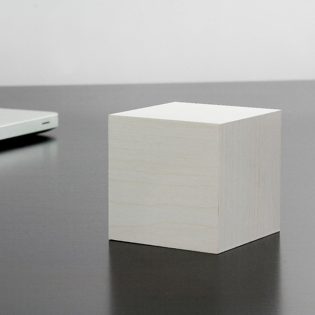 Reveil Wooden Cube Click - Blanc / LED Blanche