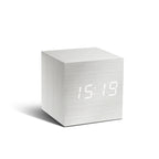 Reveil Wooden Cube Click - Blanc / LED Blanche