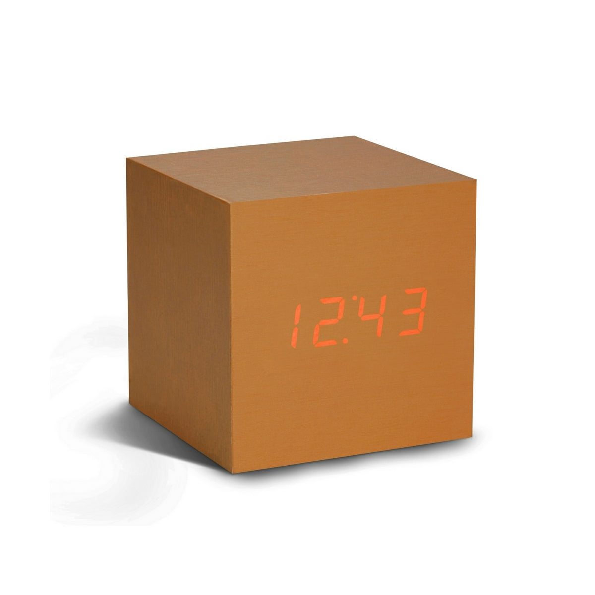 Reveil Wooden Cube Click - Cuivre / LED Rouge