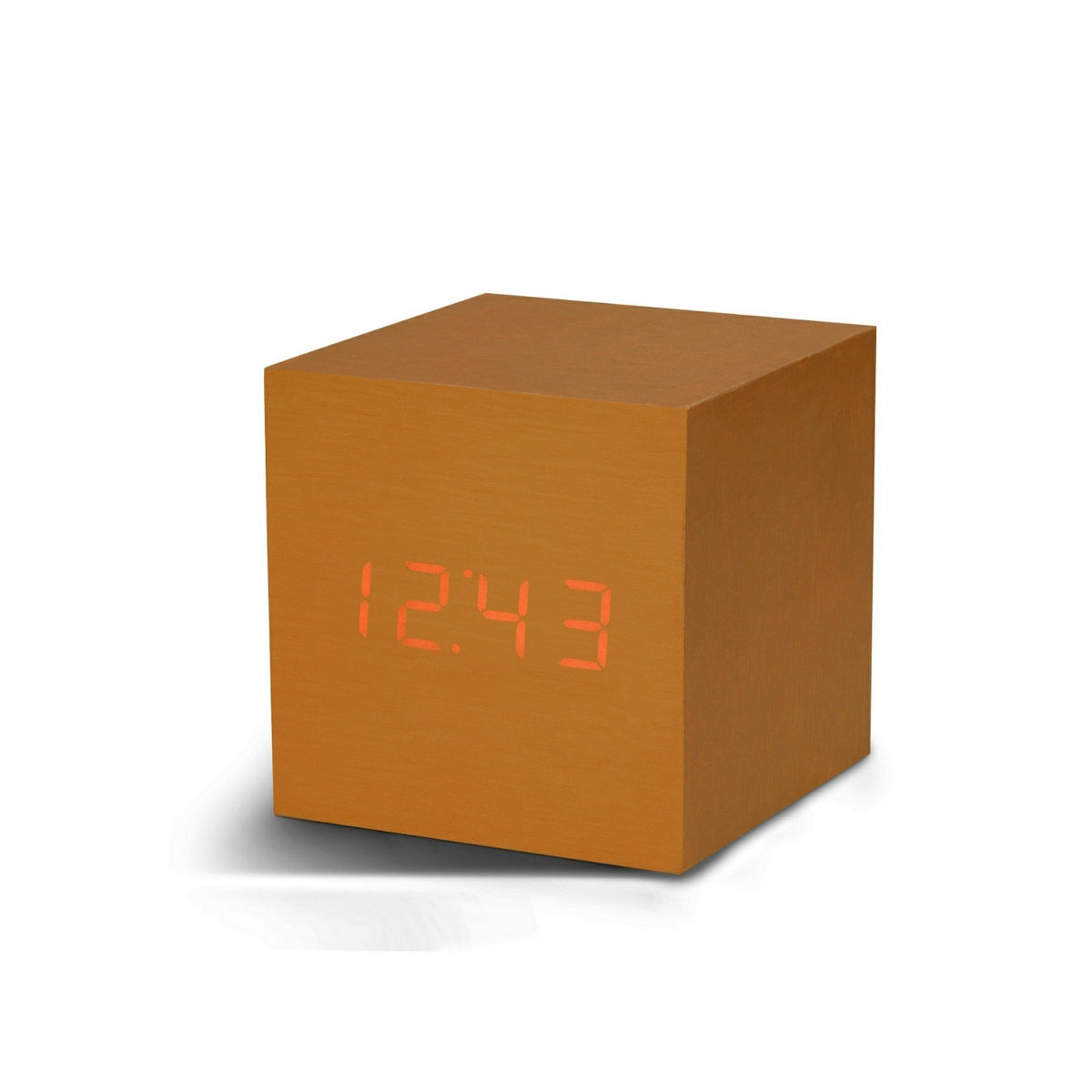 Reveil Wooden Cube Click - Cuivre / LED Rouge