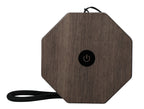 Gingko Design – Twist Hexagon Leuchte - Treibholz Walnuss - Mini, achteckiger Bluetooth-Lautsprecher aus dunklem Holz mit schwarzem Ein-/Ausschalter