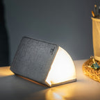 Gingko Design – Lampa Smart Book LED - Len Miejski Szary - 2 Rozmiary, otwarta lampa książkowa na biurku, ciepłe światło, przytulny klimat