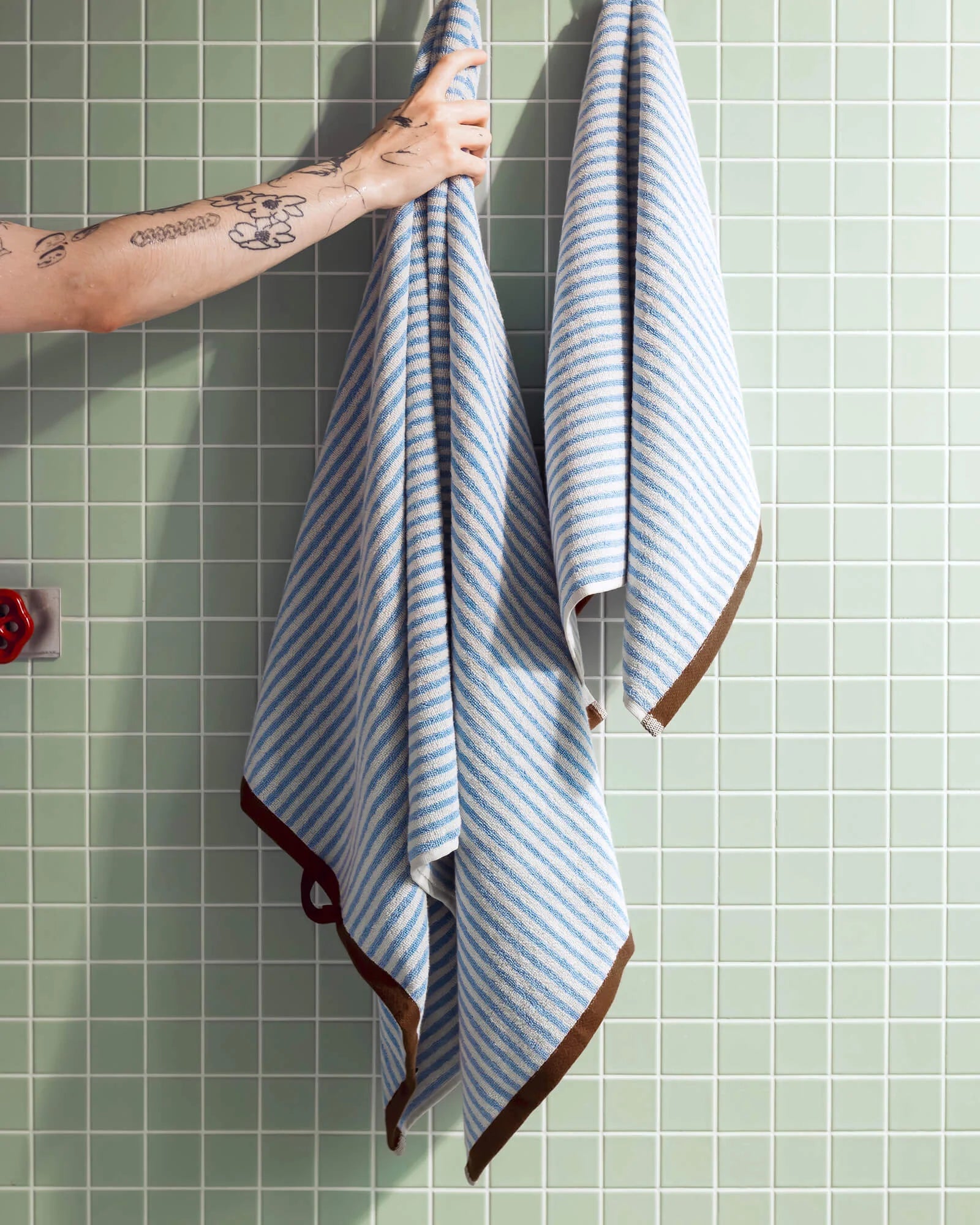 Serviette De Bain Gobo - Baby Blue / Rayures Étroites
